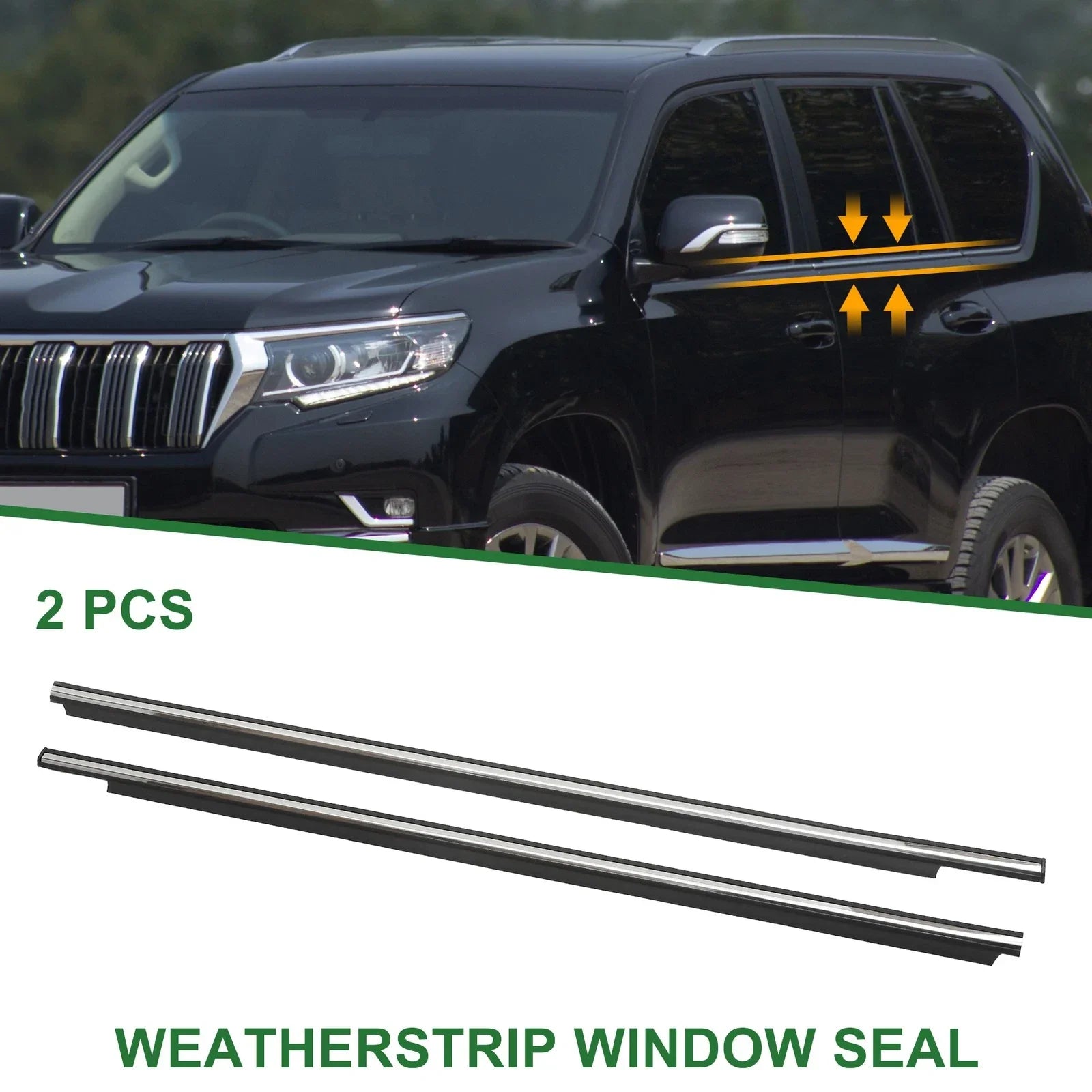 2 x Front Left & Right Weatherstrip Window Seals for Lexus GX470 (2003-2009)