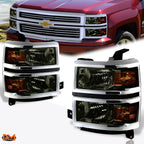 Headlight Replacement for Chevy Silverado (2014–2015) Smoked Lens Amber Corner