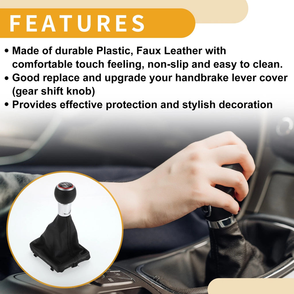 6 Speed Gear Shift Knob with Boot Dust Cover for Audi A3 (2010–2013)