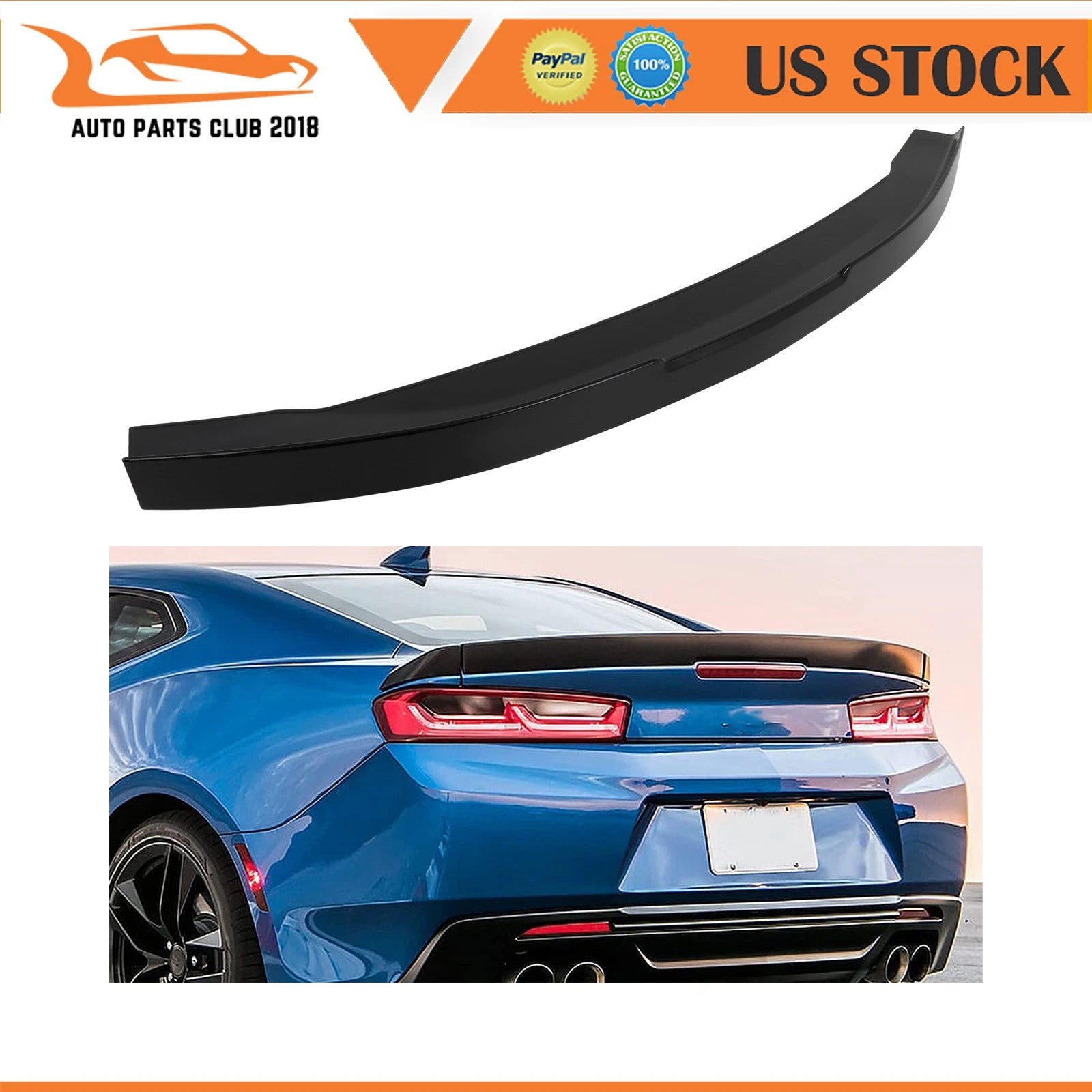 Painted Black Trunk Spoiler for Chevy Camaro (2016–2020)