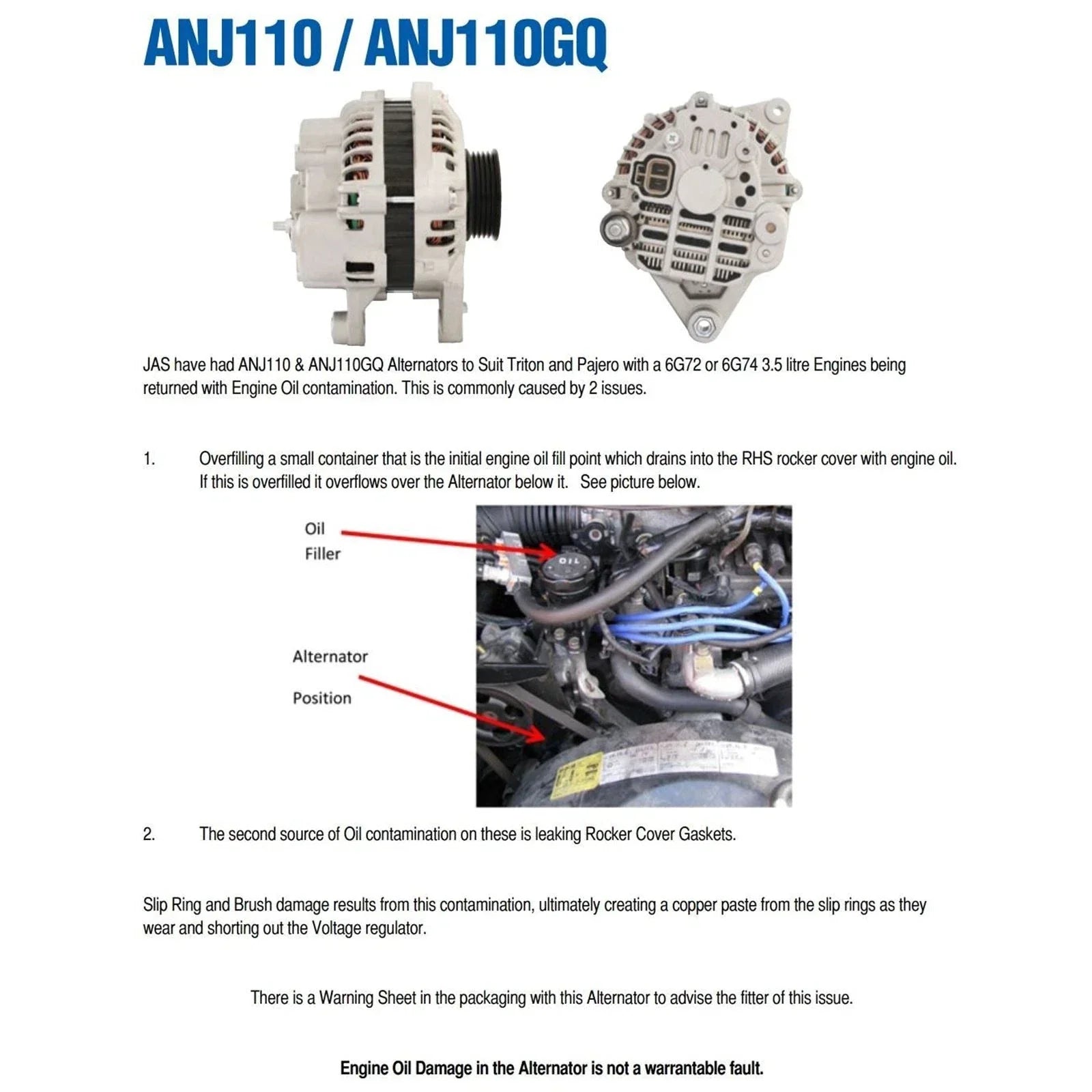 Alternator for Mitsubishi Triton MK V6 3.0L 6G72 Petrol (1996 - 2006)