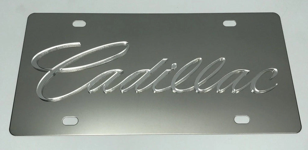 Cadillac License Plate Emblem 3D Chrome Script Metal for Cadillac (2008–2020)