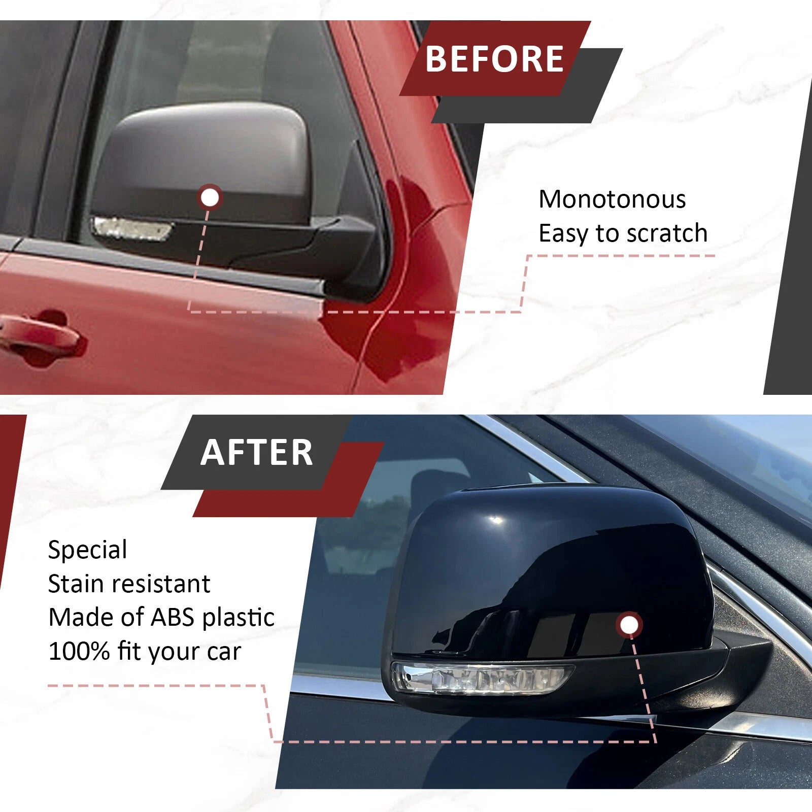 Gloss Black Mirror Covers for Jeep Grand Cherokee/Dodge Durango (2011–2021)