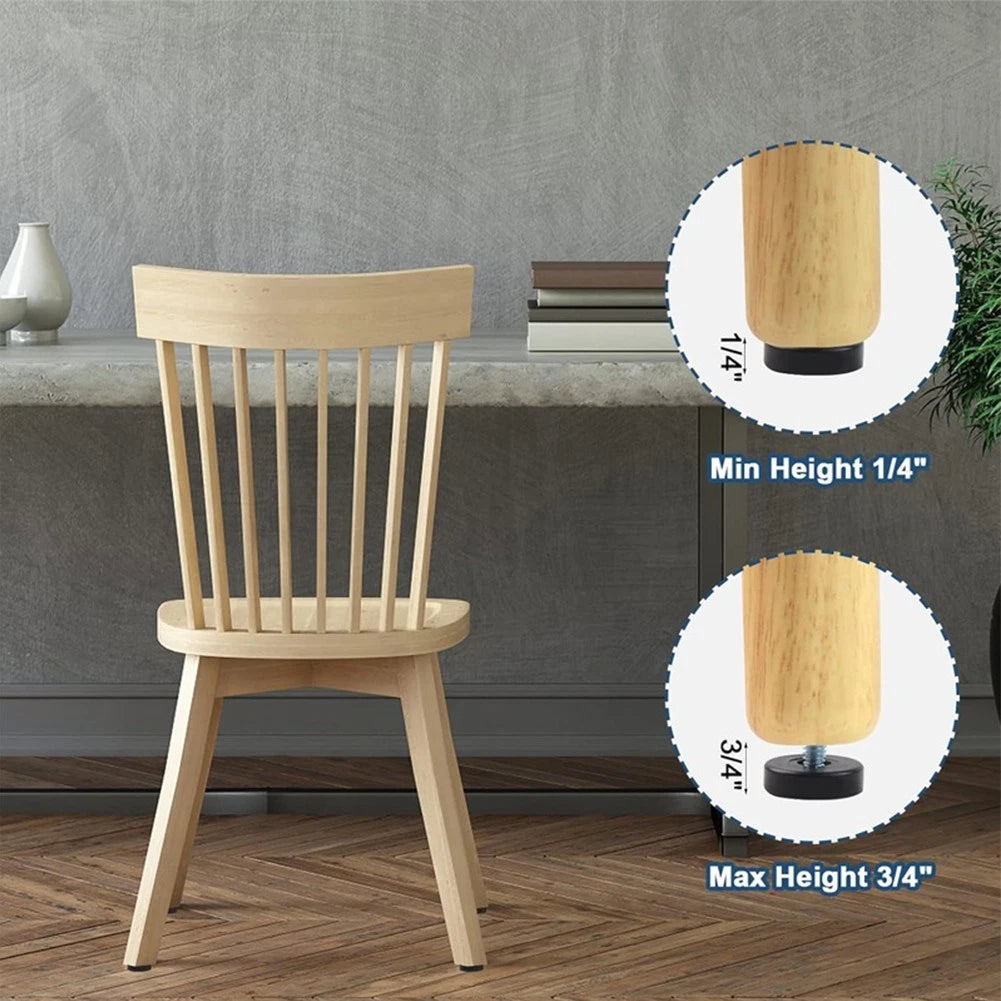 Set of 8 Threaded Furniture Levelers for Stable Furniture