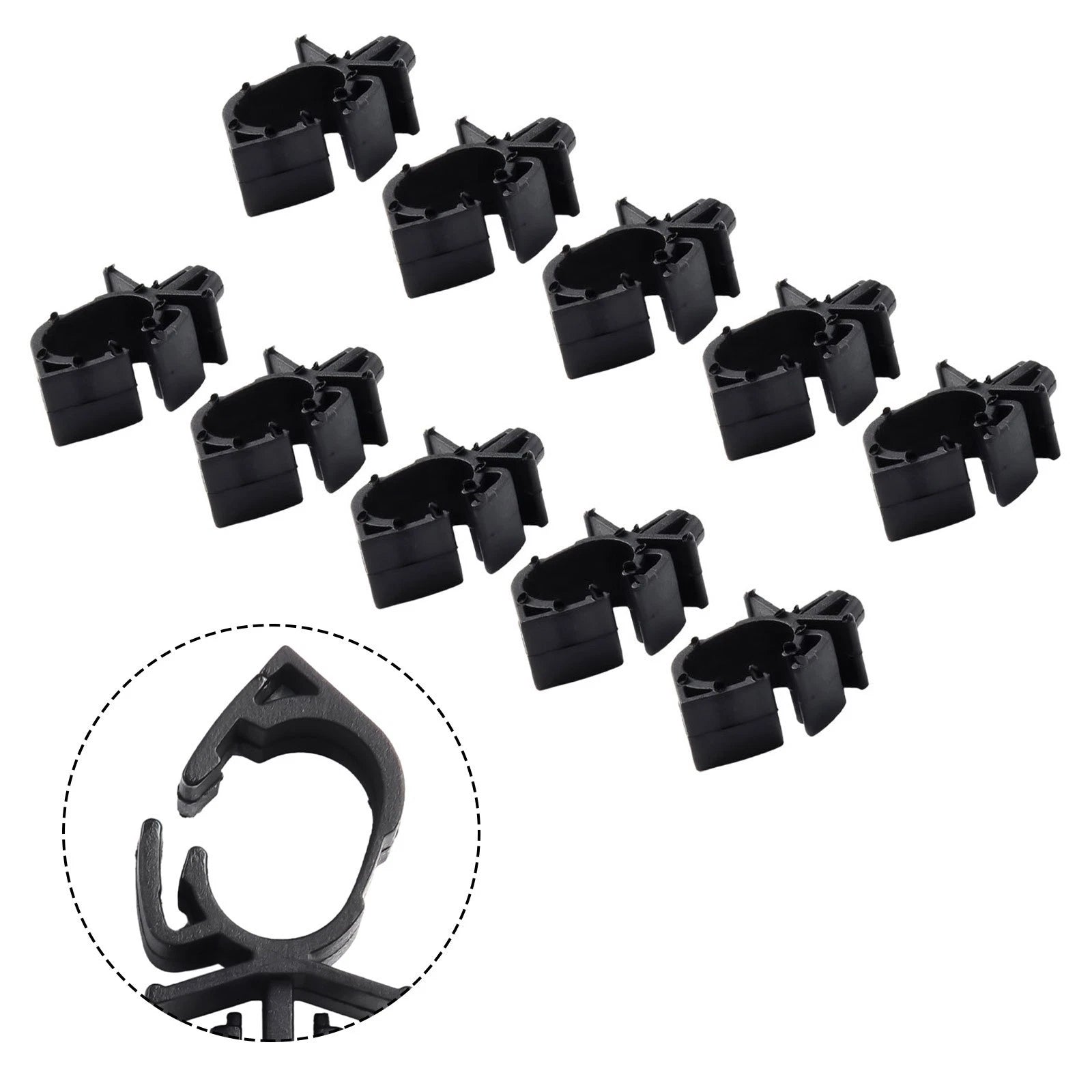 Set of 10 Wiring Fasteners for Car Harness - Plastic Black