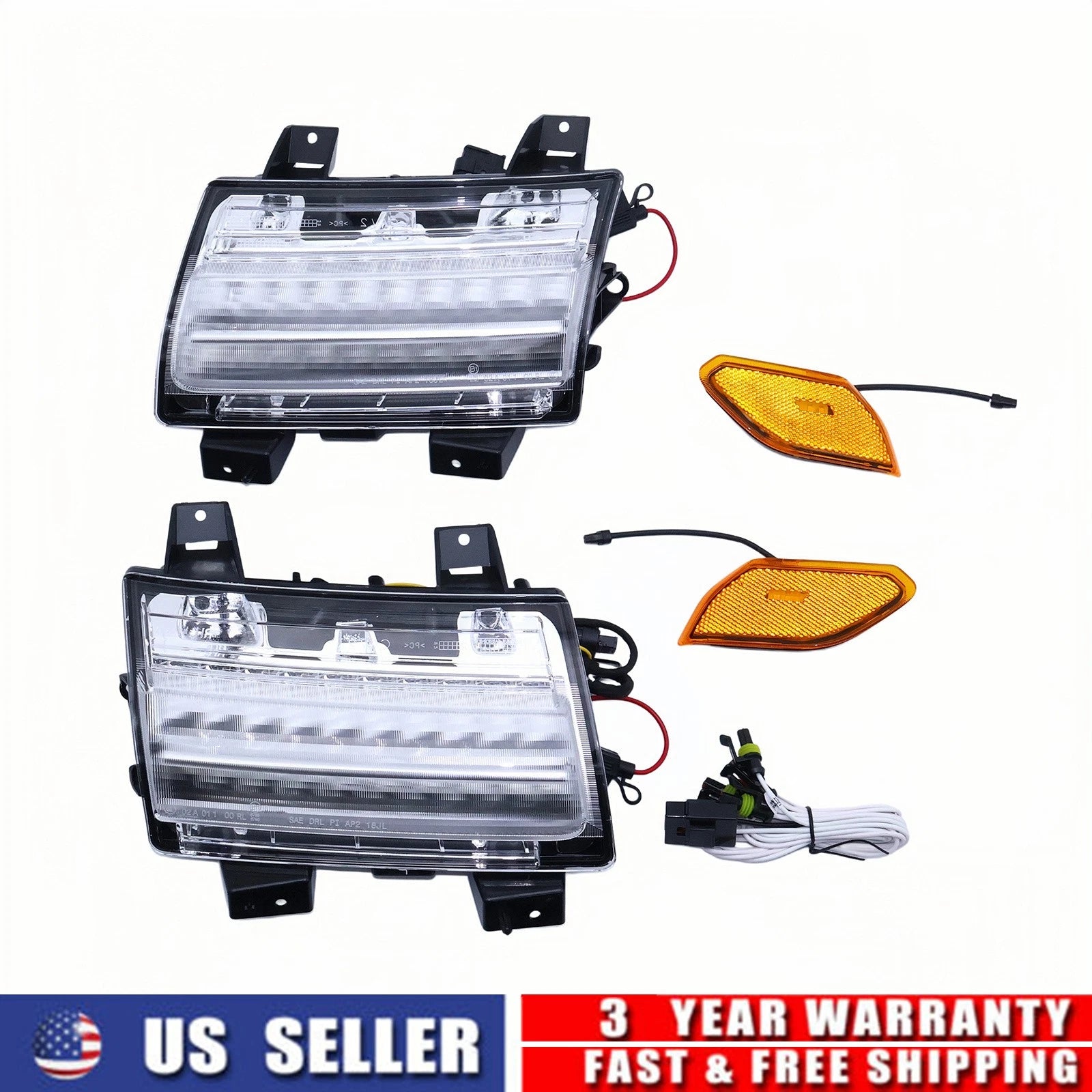 2X LED Turn Signal Light w/DRL for Jeep Wrangler JL (2018–2022)