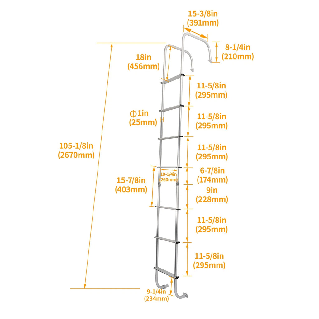 105" Universal Exterior Rear RV Ladder for RVs (Universal) # LA-401
