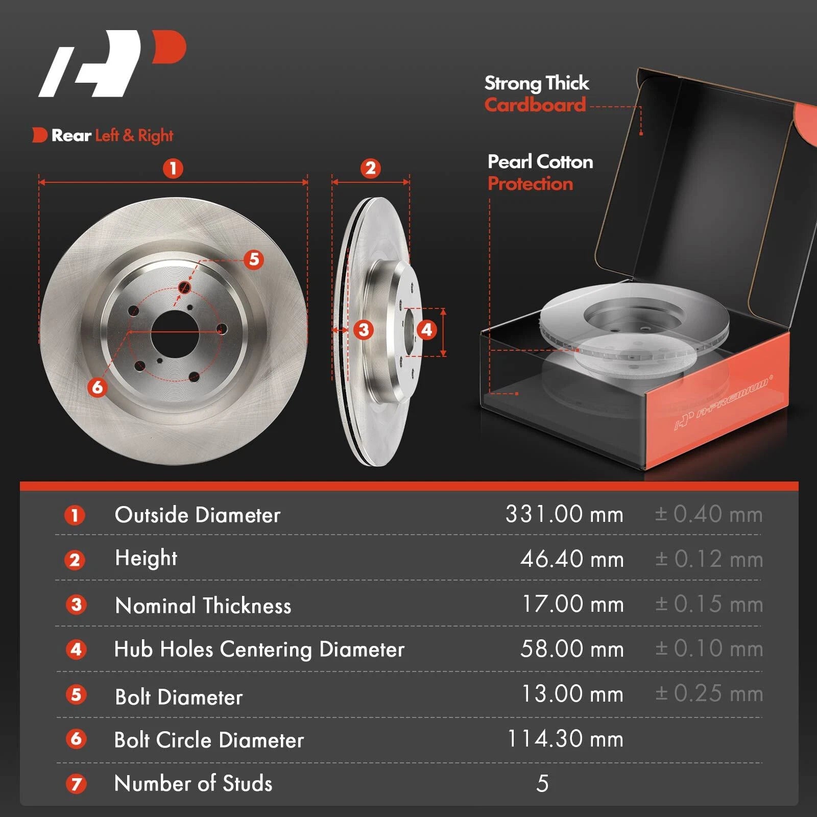 Rear Disc Brake Rotors & Ceramic Pads for Subaru Ascent (2019–2022)