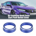 3 x Blue AC Knob Covers & Engine Start Button Cover for Honda Civic (2016-2021)