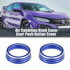 3 x Blue AC Knob Covers & Engine Start Button Cover for Honda Civic (2016-2021)