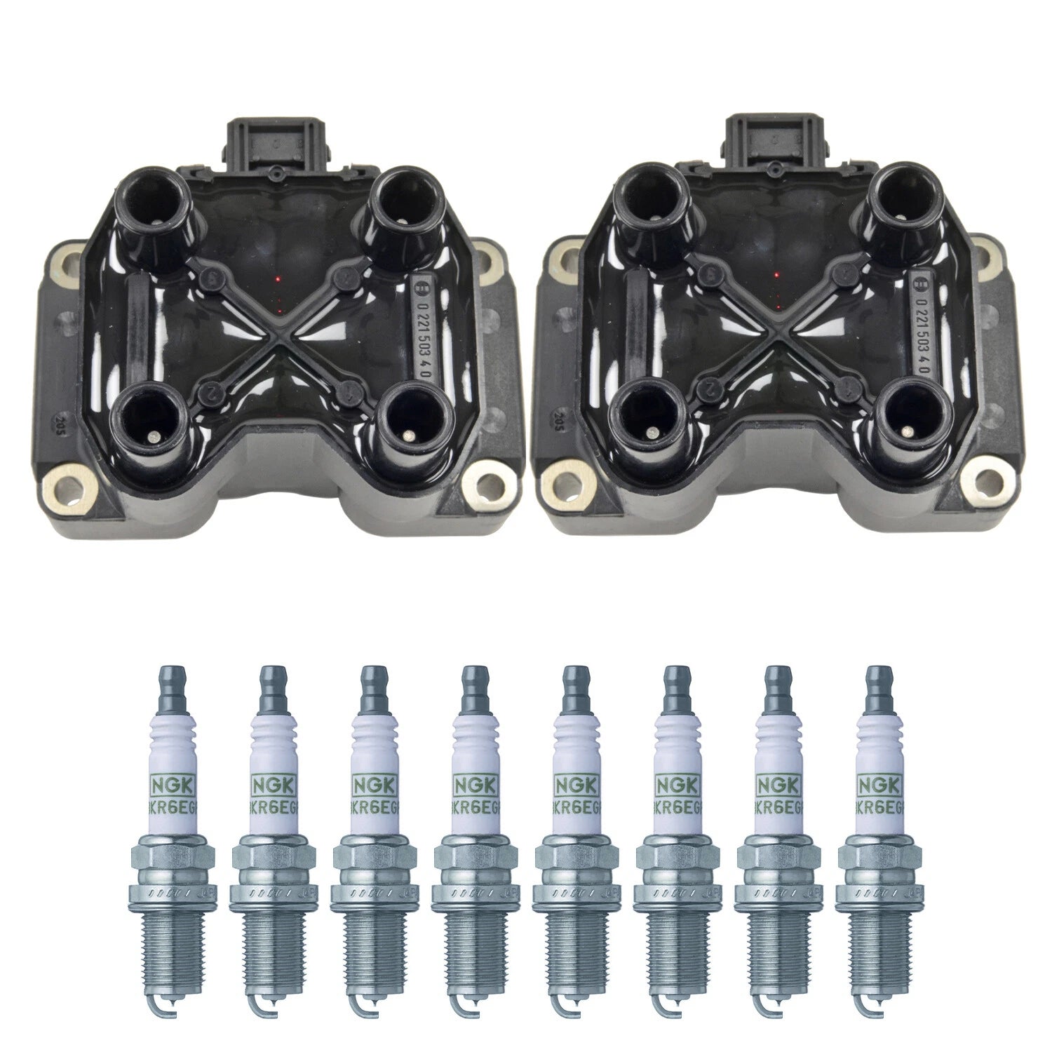 Set of 2 Ignition Coils & 8 NGK G-Power Spark Plugs for A6 Quattro (1995–2011)