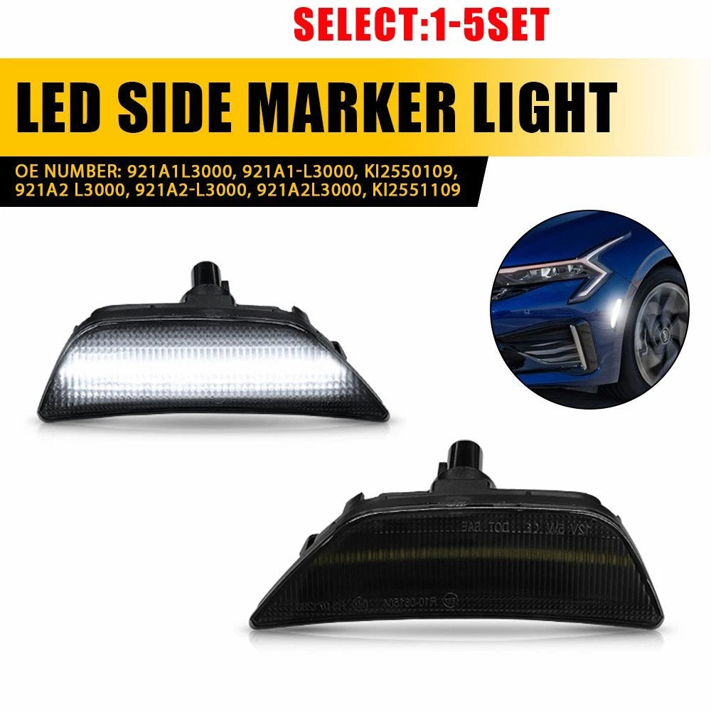 Set of 2 Smoked Lens White LED Front Side Marker Lamps for Kia K5 (2021–2024)