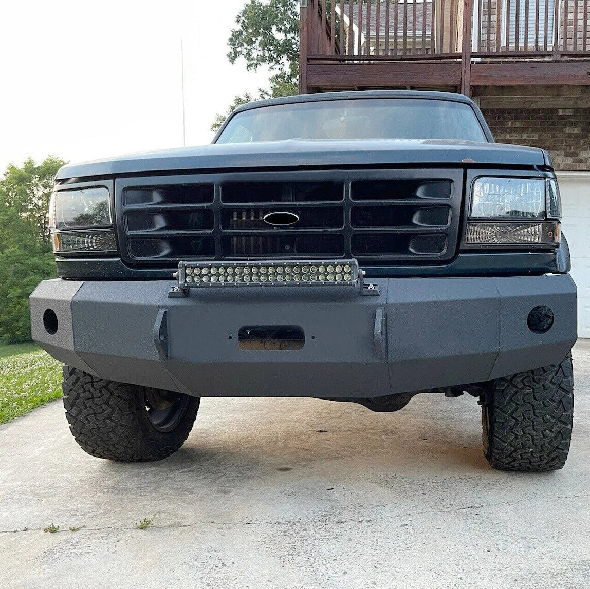 Black Steel Powder Coated Front Bumper for Ford F-150 F-250 F-350 (1992–1996)