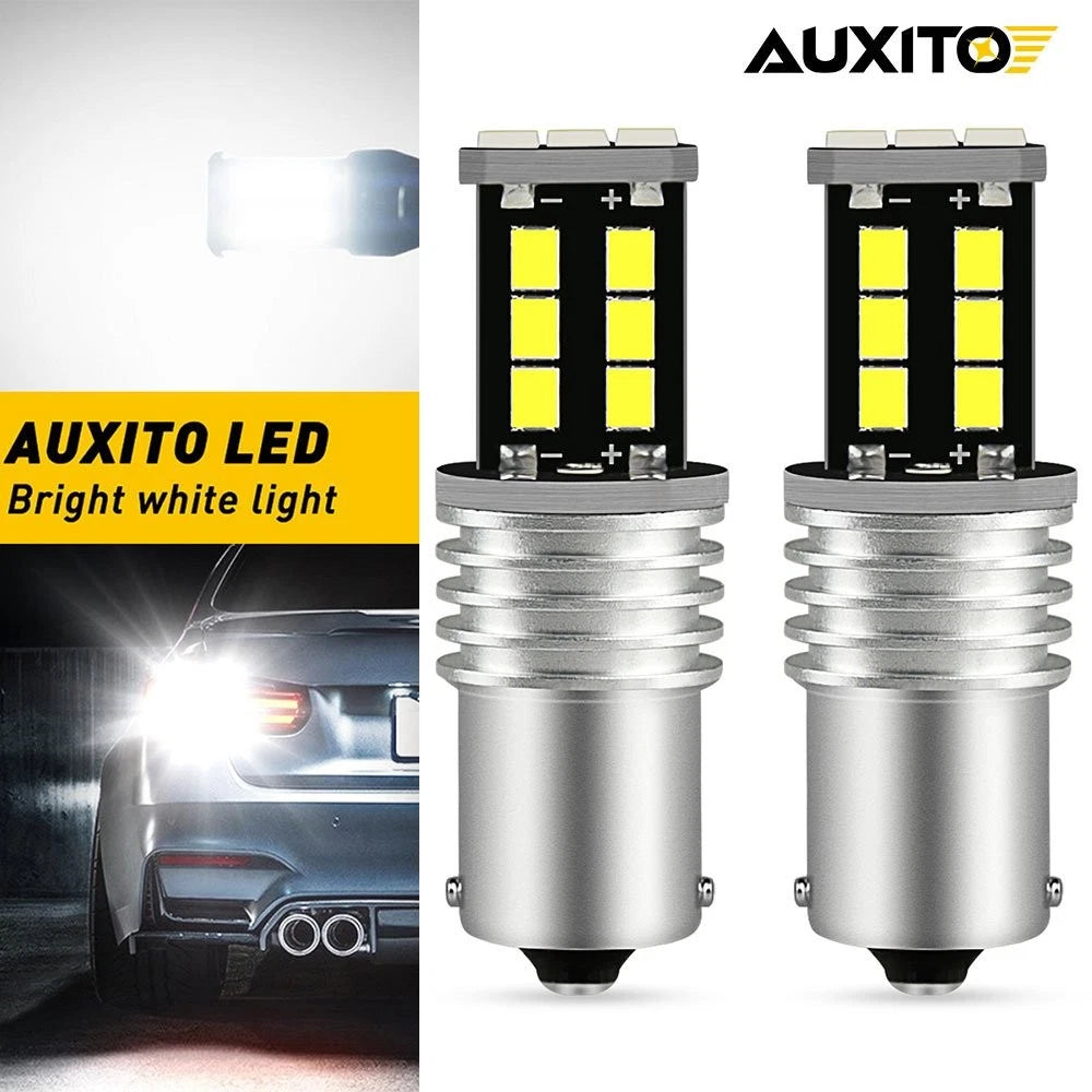 2X P21W 1156 White LED Bulbs for Back Up Reverse Light (Error Free)