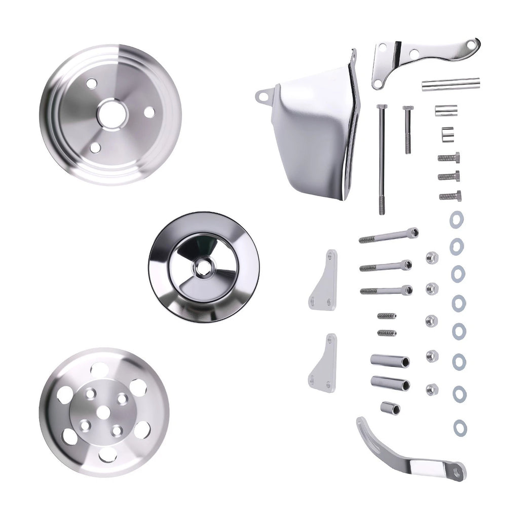 Water Pump Pulley Bracket Kit for Small Block Chevy 305 307 327 350 400 (1969–1986)