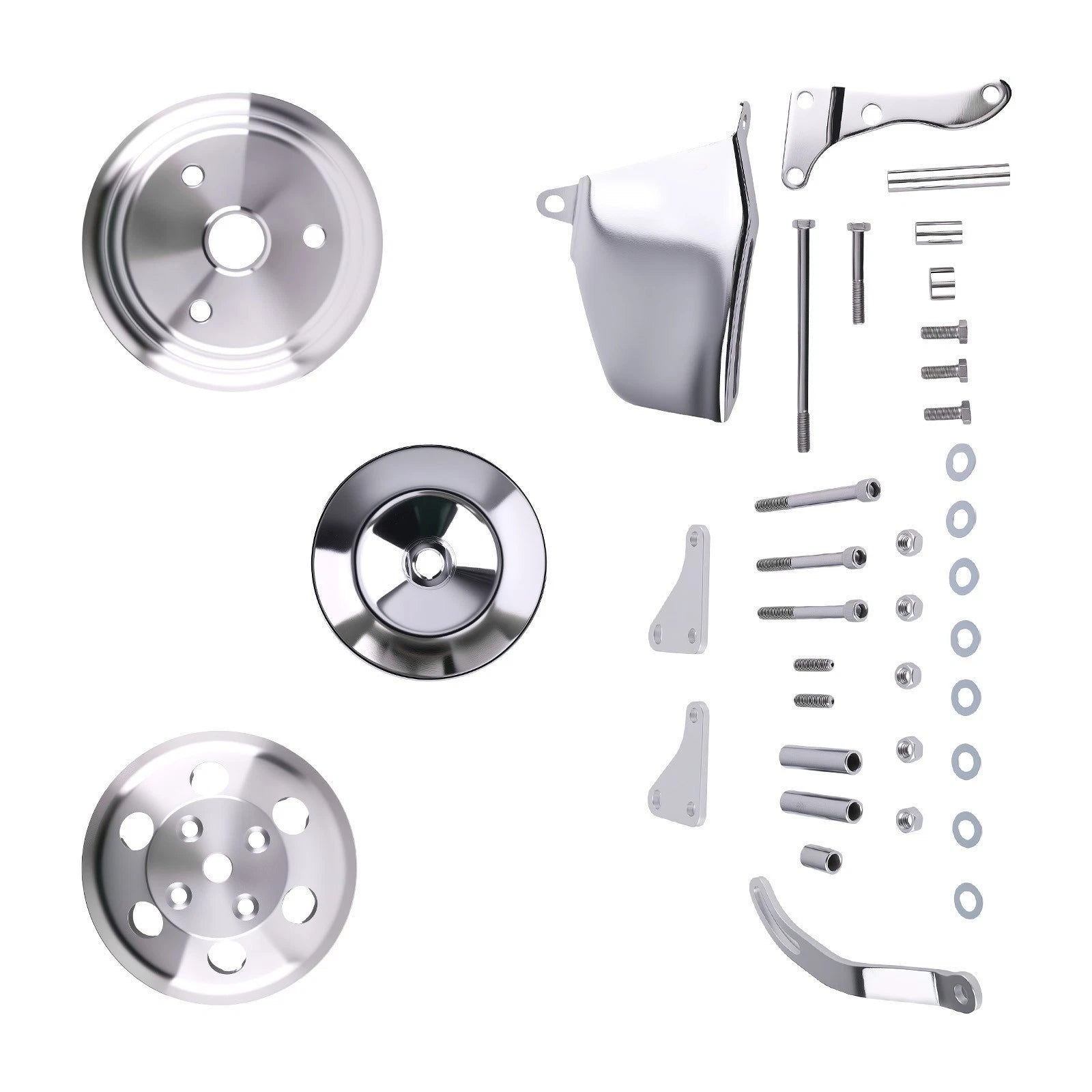 Water Pump Pulley Bracket Kit for Small Block Chevy 305 307 327 350 400 (1969–1986)