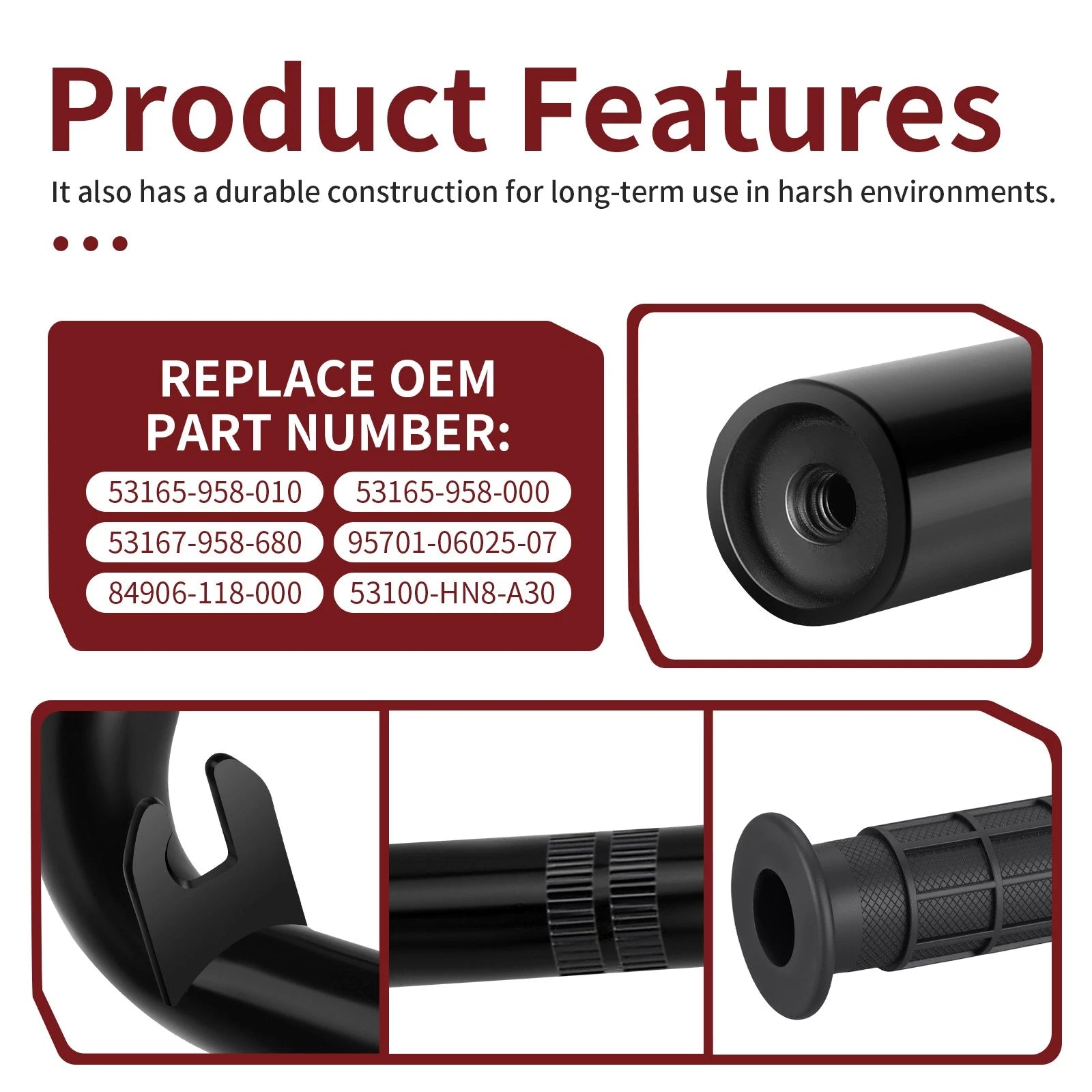 Heavy Duty Handlebar with Grips for Honda Rincon 650 TRX650FGA (2004–2005)