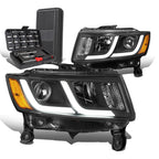 Pair of LED Black Amber Projector Headlights for Grand Cherokee (2014–2016)