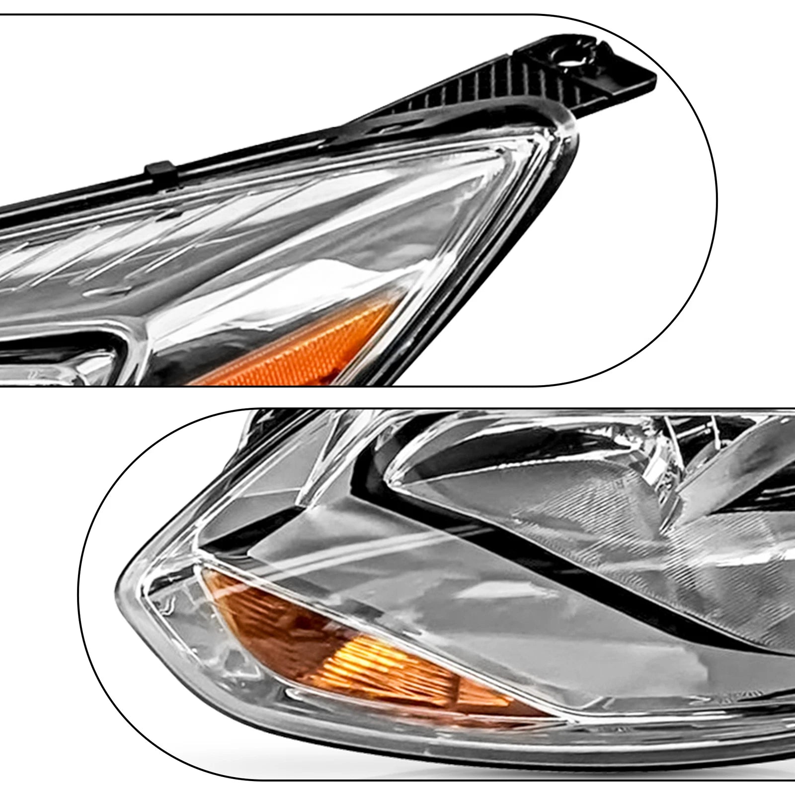 Set of 2 Chrome Headlights for Ford Focus Sedan Hatchback (2012–2014)
