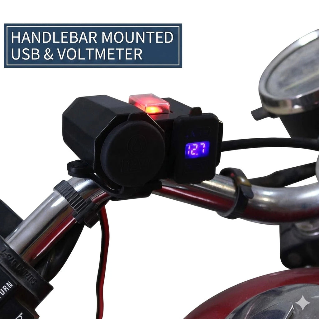 Dual USB Charger Power Outlet Switch for Motorcycle (12V)