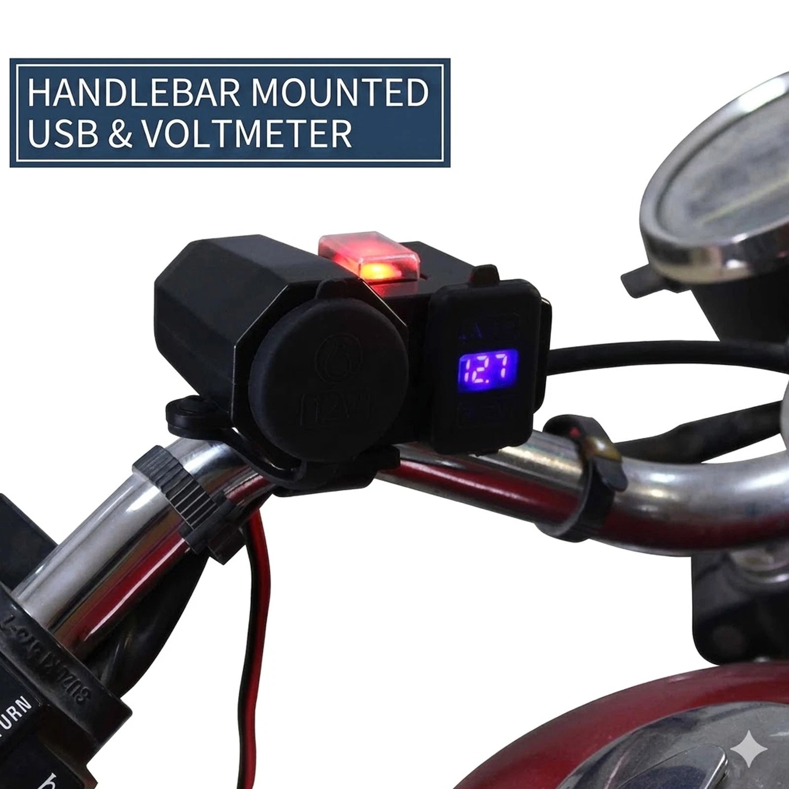 Dual USB Charger Power Outlet Switch for Motorcycle (12V)