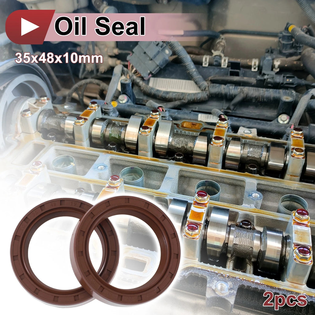 Set of 2 Oil Seal Rotary Shaft Seal FKM Rubber 35x48x10mm