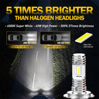 H7 LED Headlight Bulbs Kit for High/Low Beam (50000LM, 6000K)