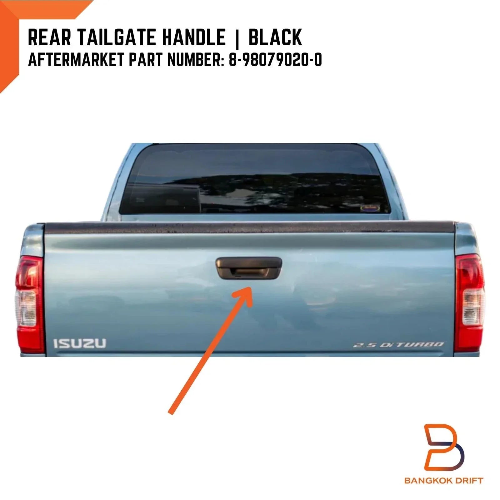 Black Rear Tailgate Handle for Holden Rodeo (2003-2008)