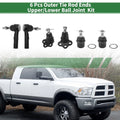 6 Pcs Front Outer Tie Rod Ends & Ball Joints for Dodge Dakota (2000-2004)