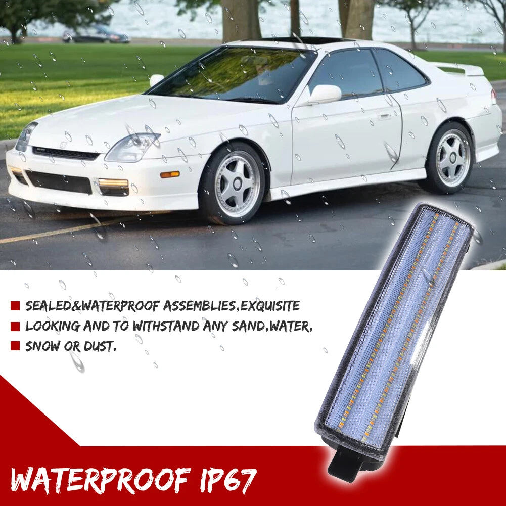 2X Clear Sequential Switchback LED Front Signal Lights for Honda Prelude (97–01)