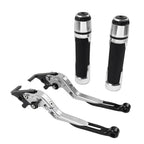 Silver Extendable Brake Clutch Levers & Handlebar Grips for Kawasaki Z900RS (2018-2023)
