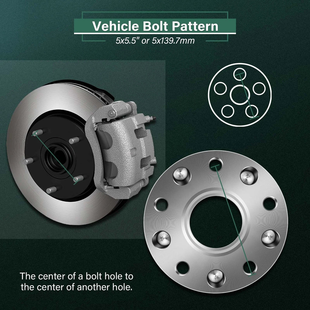 2X 2" Wheel Spacers 5x5.5 9/16" Studs for Dodge Ram 1500 (2002–2010) Dodge Dakota