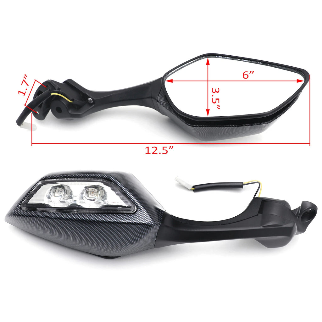 Round-eye LED Rearview Mirrors with Turn Signal for Kawasaki Ninja ZX-10R (2016–2020)