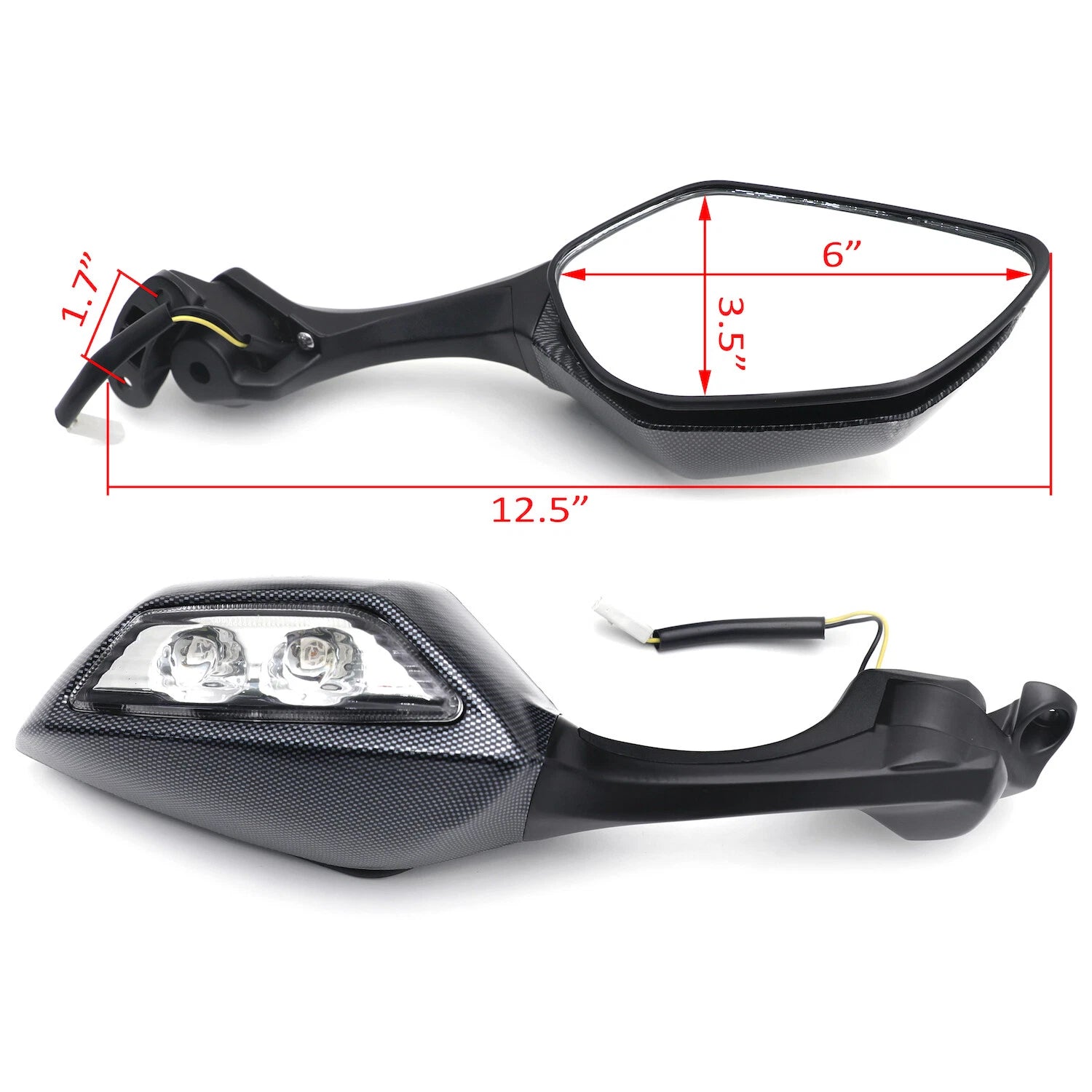Round-eye LED Rearview Mirrors with Turn Signal for Kawasaki Ninja ZX-10R (2016–2020)
