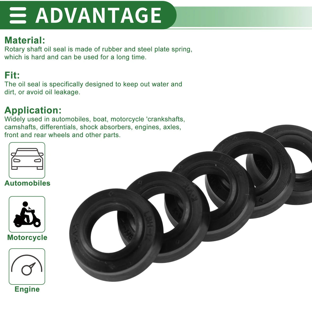 Set of 5 Oil Seal Rotary Shaft Seal NBR Rubber 12x20x4.5mm for Various Models