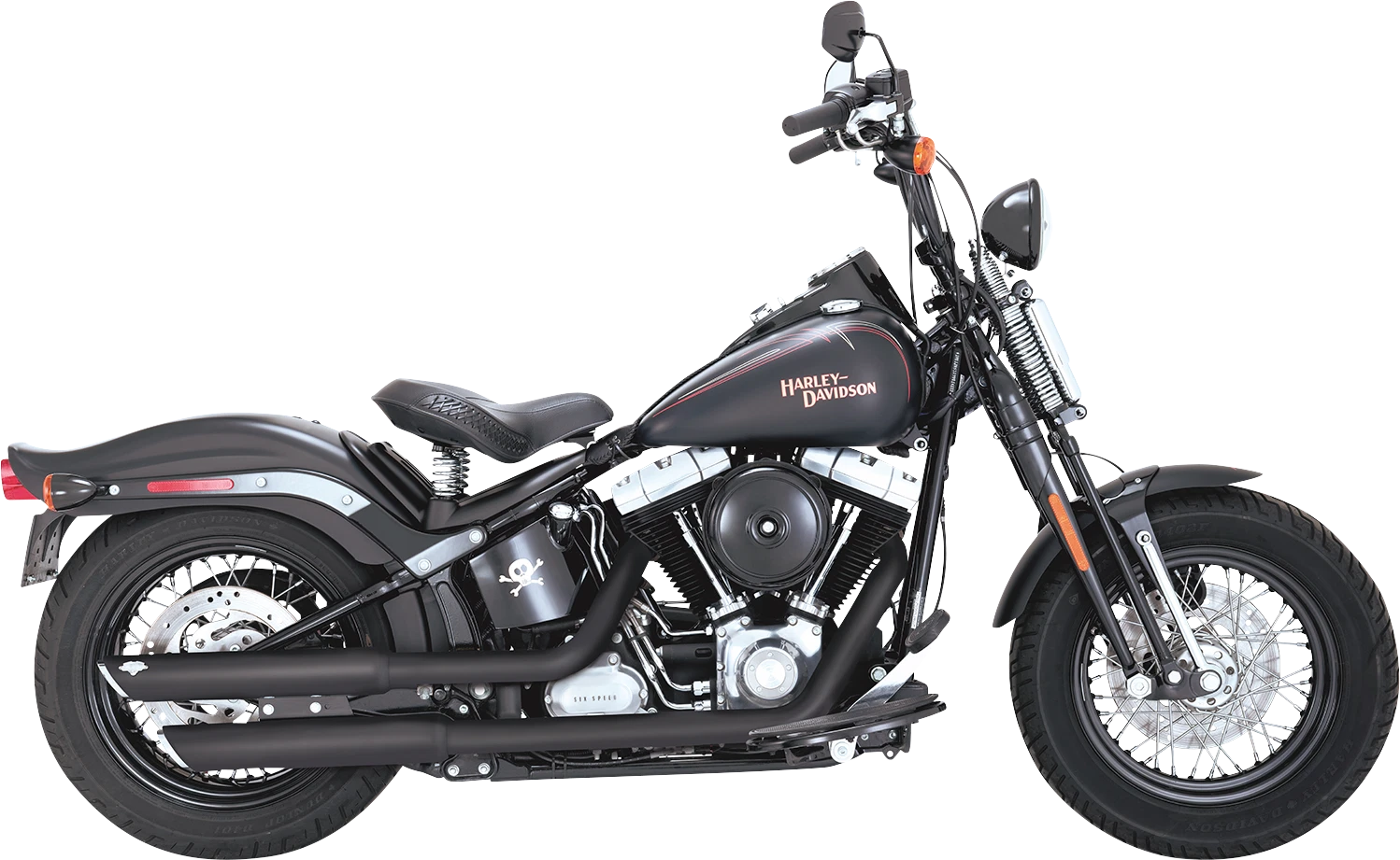 Vance & Hines 3" Twin Slash Slip-On Mufflers Black 46341 for Harley Softail (2010–2017)