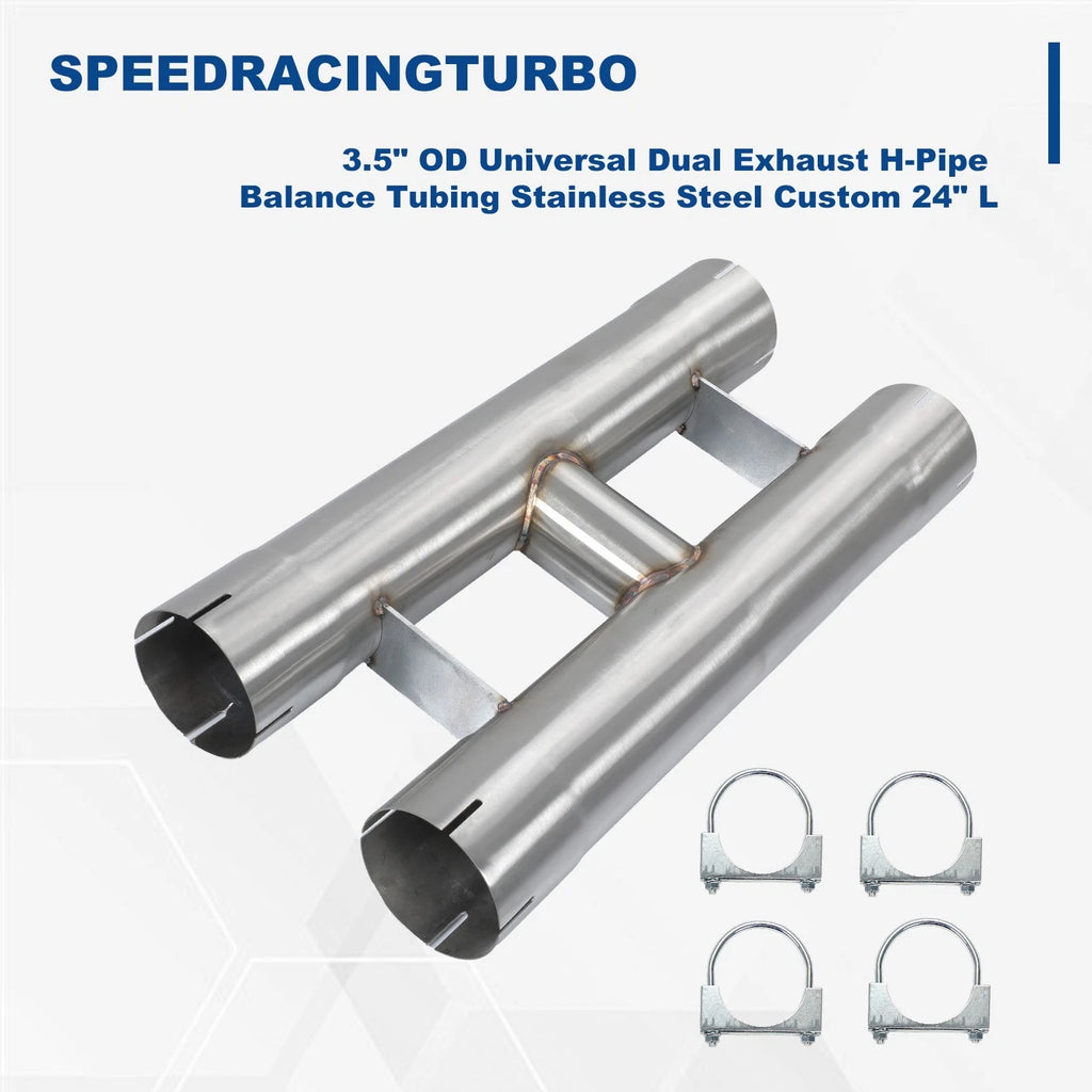 3.5" OD 24" L Dual Exhaust H-Pipe Balance Tube for Universal Fit