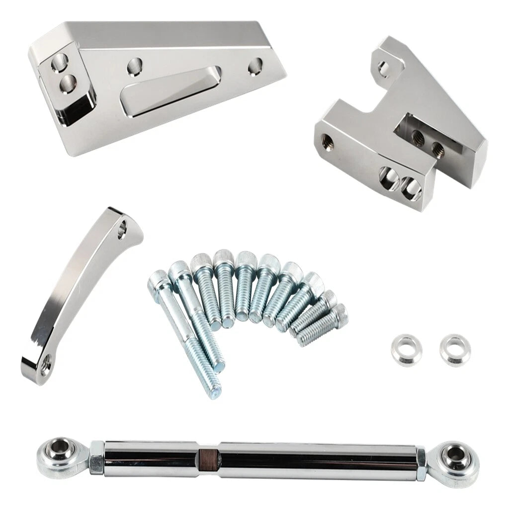 Chrome Aluminum Alternator Bracket Kit for SBC Small Block Chevy (1970–1985)