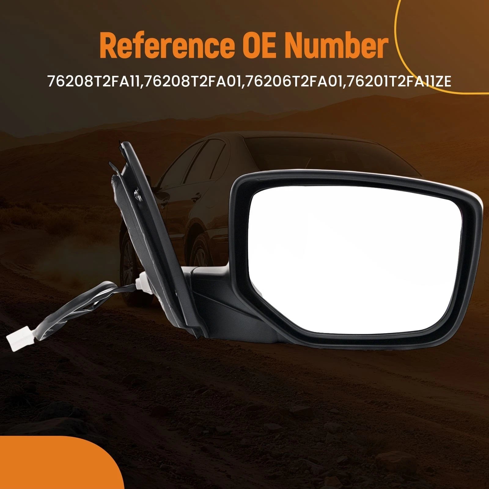 Right Side Mirror for Honda Accord Plug-In (2014) 76208T2FA01 Power Fold Black