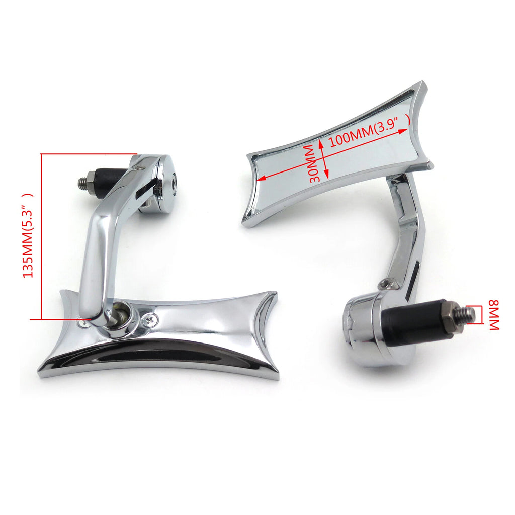 Handlebar Racing Mirror for Honda Suzuki Kawasaki Yamaha (7/8" 1" 22mm 25mm) Chrome