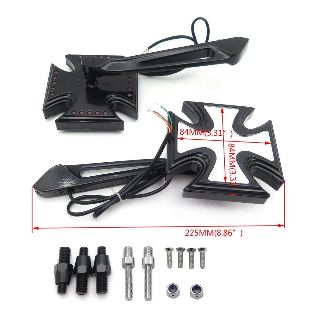 Custom LED Turn Signal Integrated Mirror for Honda Kawasaki Suzuki Yamaha