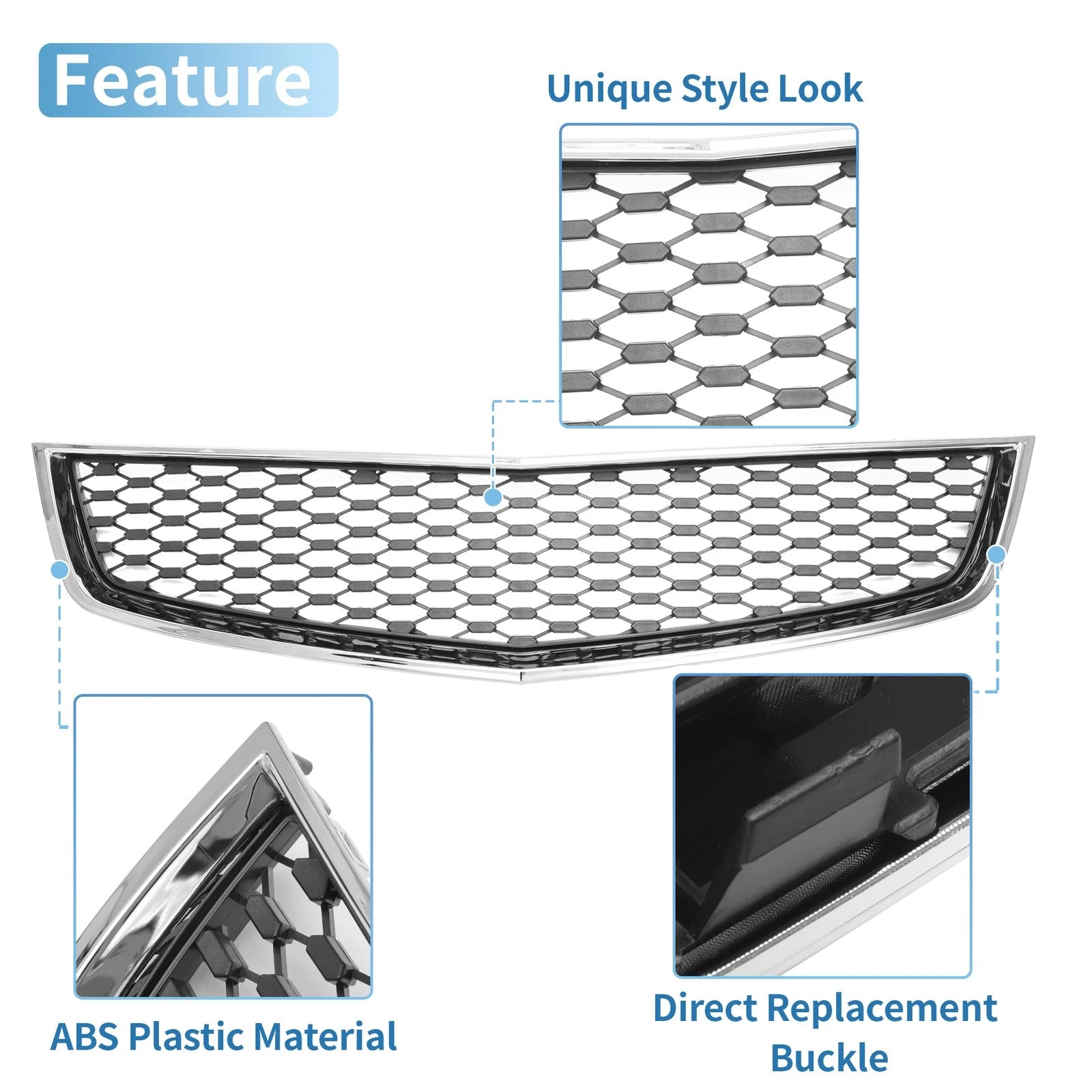 Front Lower Bumper Grille for Chevrolet Equinox (2010–2015) Chrome