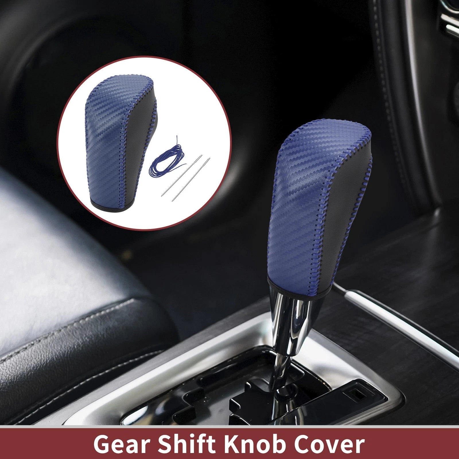 1 Pc Gear Shift Knob Cover for Ford Fiesta (2009–2012) Blue Faux Leather