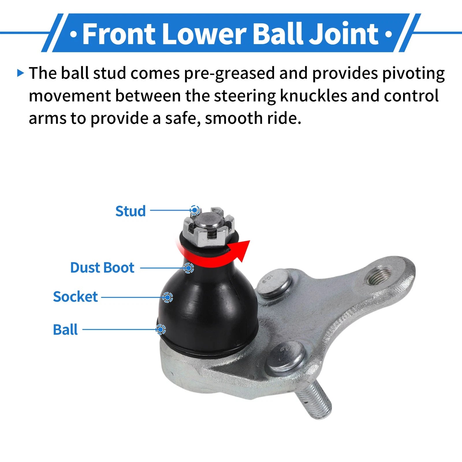2X Front Lower Ball Joints for Toyota Camry (2017–2022) No. 4333049095