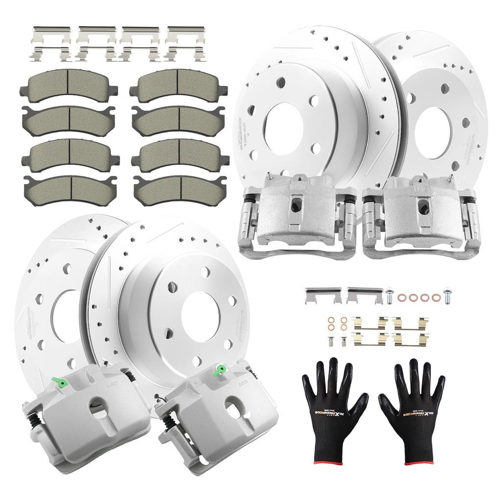 Front Rear Disc Brake Calipers Rotors Pads for Chevrolet Express 1500 (2003–2008)