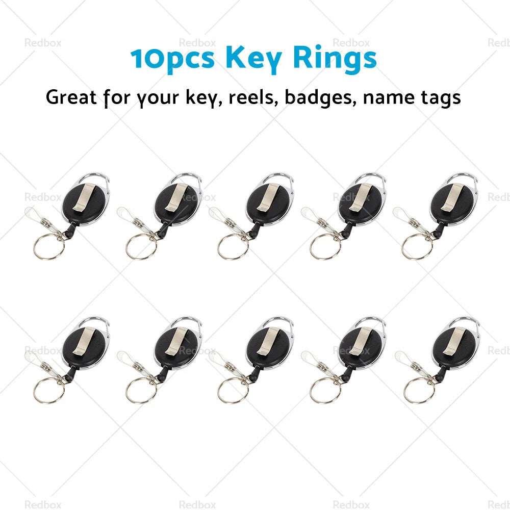 10X Retractable Key Ring ID Holder with Belt Clip - Oval Design