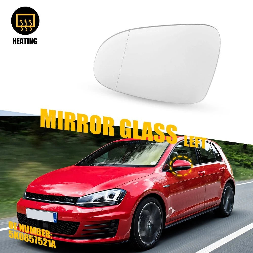 Heated Mirror Glass for Volkswagen Golf (2010–2014) Front Left Driver Side EPY
