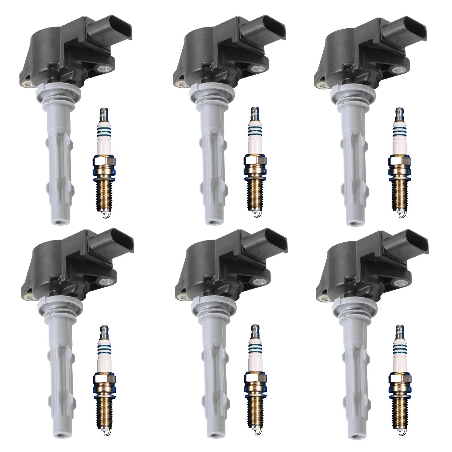 Set of 6 Ignition Coils & Iridium Spark Plugs for Mercedes W203 W204 C209