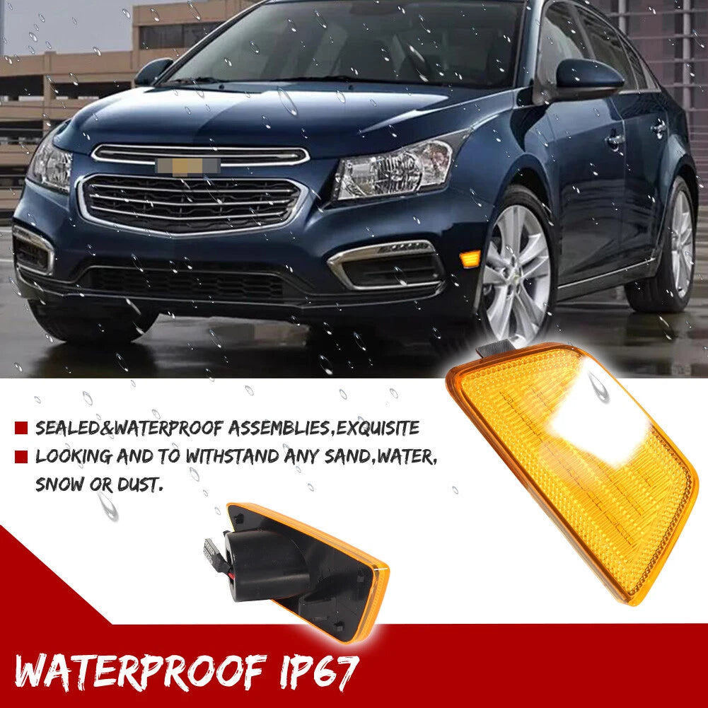 2X Yellow Amber LED Front Side Marker Lights for Chevy Cruze (2011–2015)