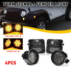 2X Front Turn Signal Lights for Jeep Wrangler JK (2007–2018) Amber LED Smoked